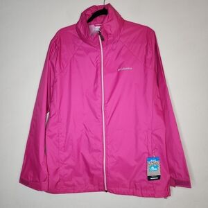 NWT Columbia Switchback III Packable Pink Rain Jacket Packable Hood Size 1X